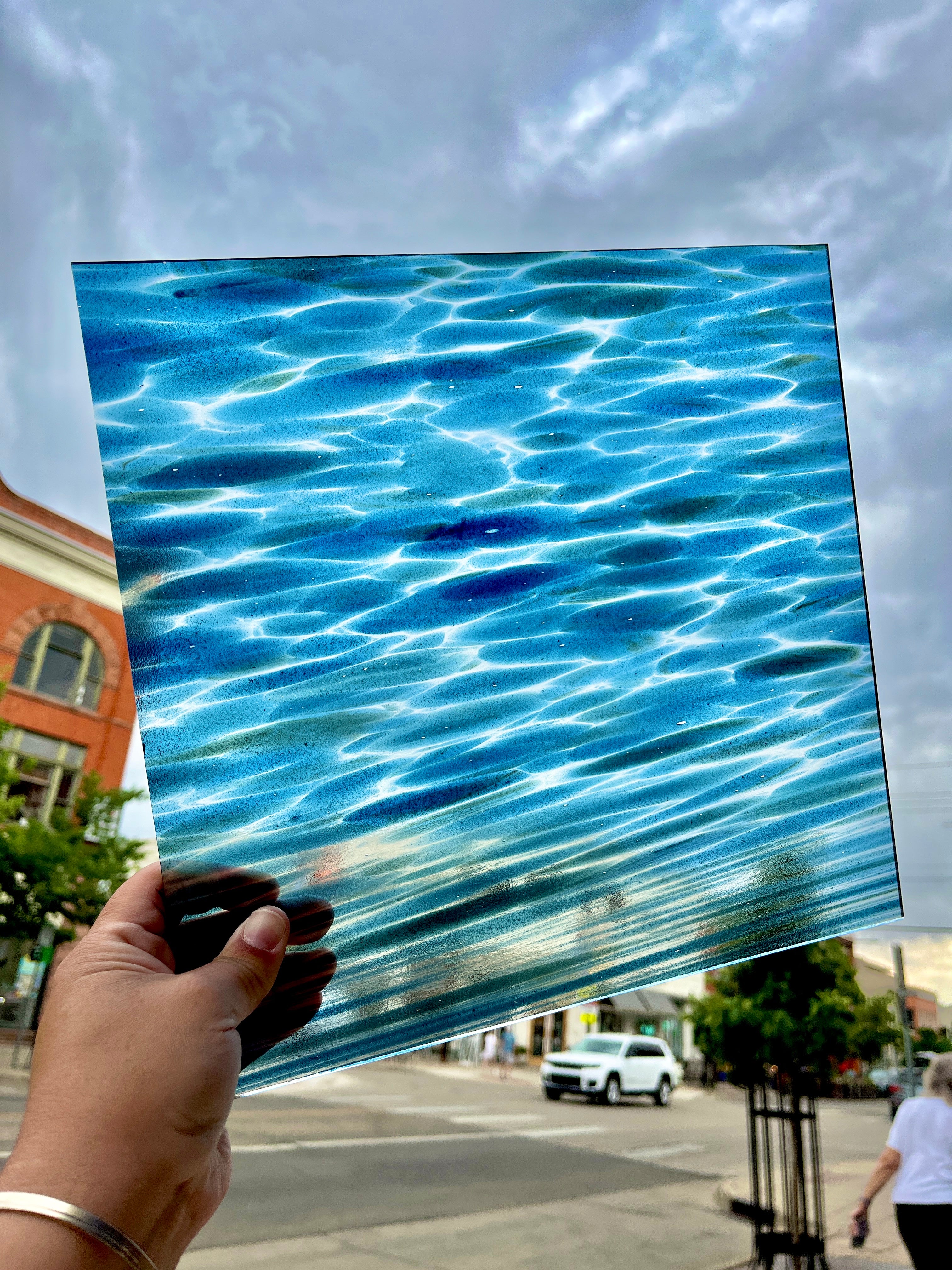 Odyssey Blue Aventurine Fusers Reserve Oceanside Fusible 96 COE (FR75F) Sheet Glass Colorado Glassworks