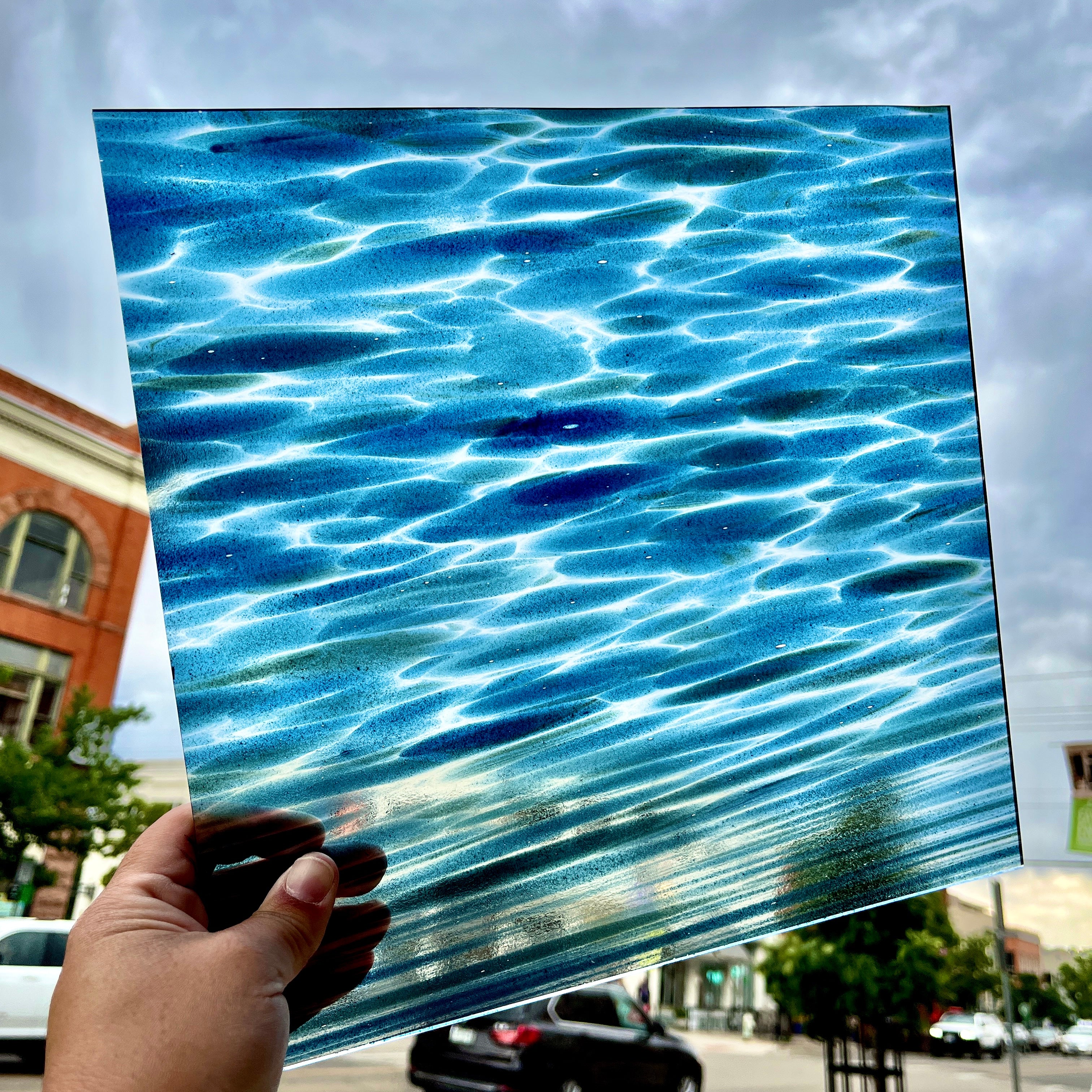 Odyssey Blue Aventurine Fusers Reserve Oceanside Fusible 96 COE (FR75F) Sheet Glass Colorado Glassworks OS-ODYSSEY-FR (12x12in)