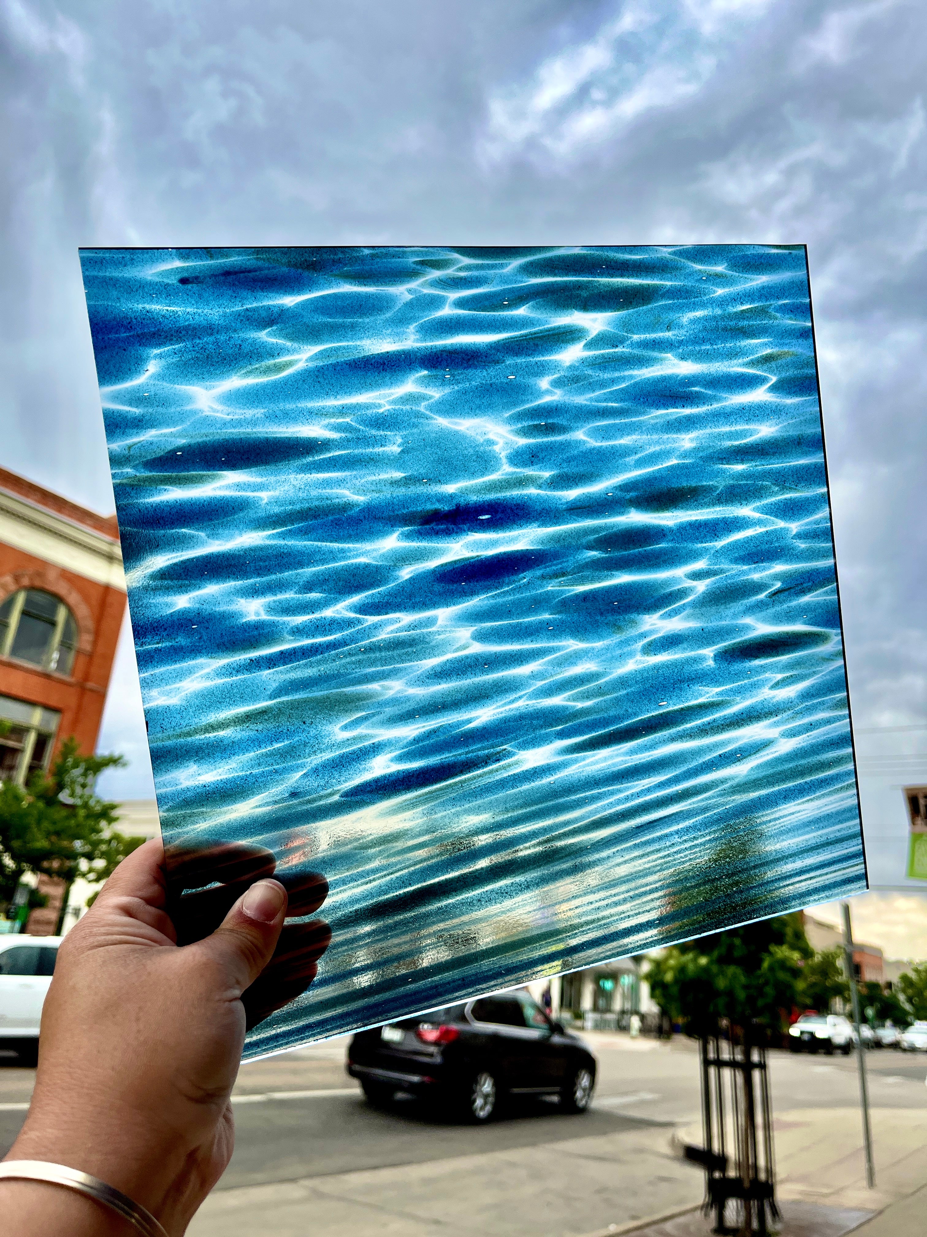 Odyssey Blue Aventurine Fusers Reserve Oceanside Fusible 96 COE (FR75F) Sheet Glass Colorado Glassworks OS-ODYSSEY-FR (12x12in)