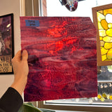 Cranberry Pink, Gold Purple, White Mix Ripple Bullseye Fusible 90 COE Sheet Glass Colorado Glassworks