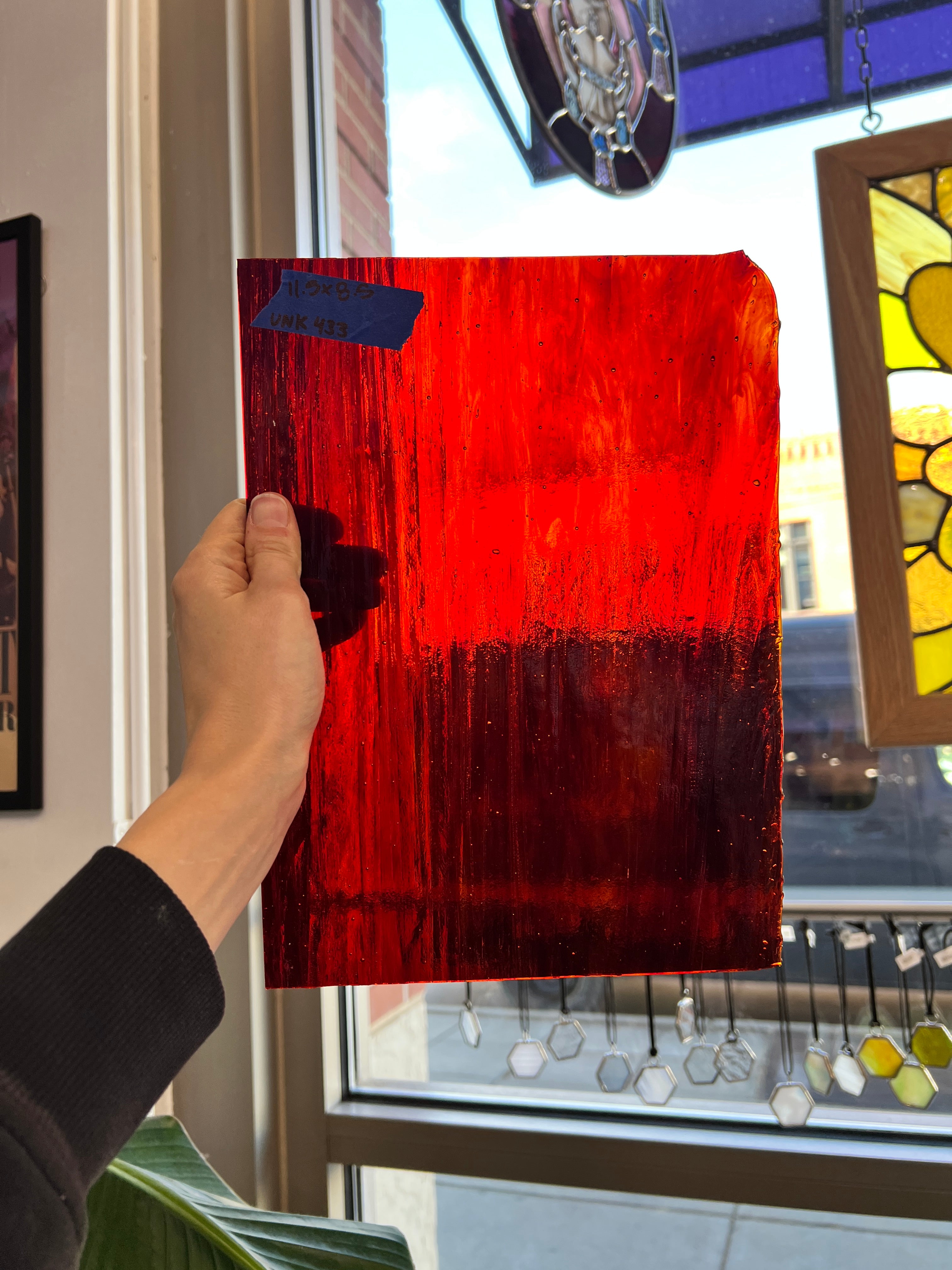 Dark Red Orange Transparent Sheet Glass Colorado Glassworks