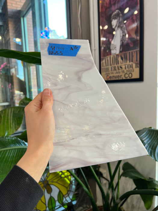 Mauve White Wispy Spectrum Sheet Glass Colorado Glassworks SP1746 (10x5.5in)