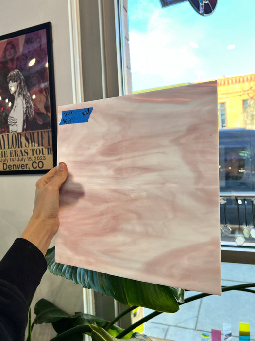 Mauve White Wispy Spectrum Sheet Glass Colorado Glassworks