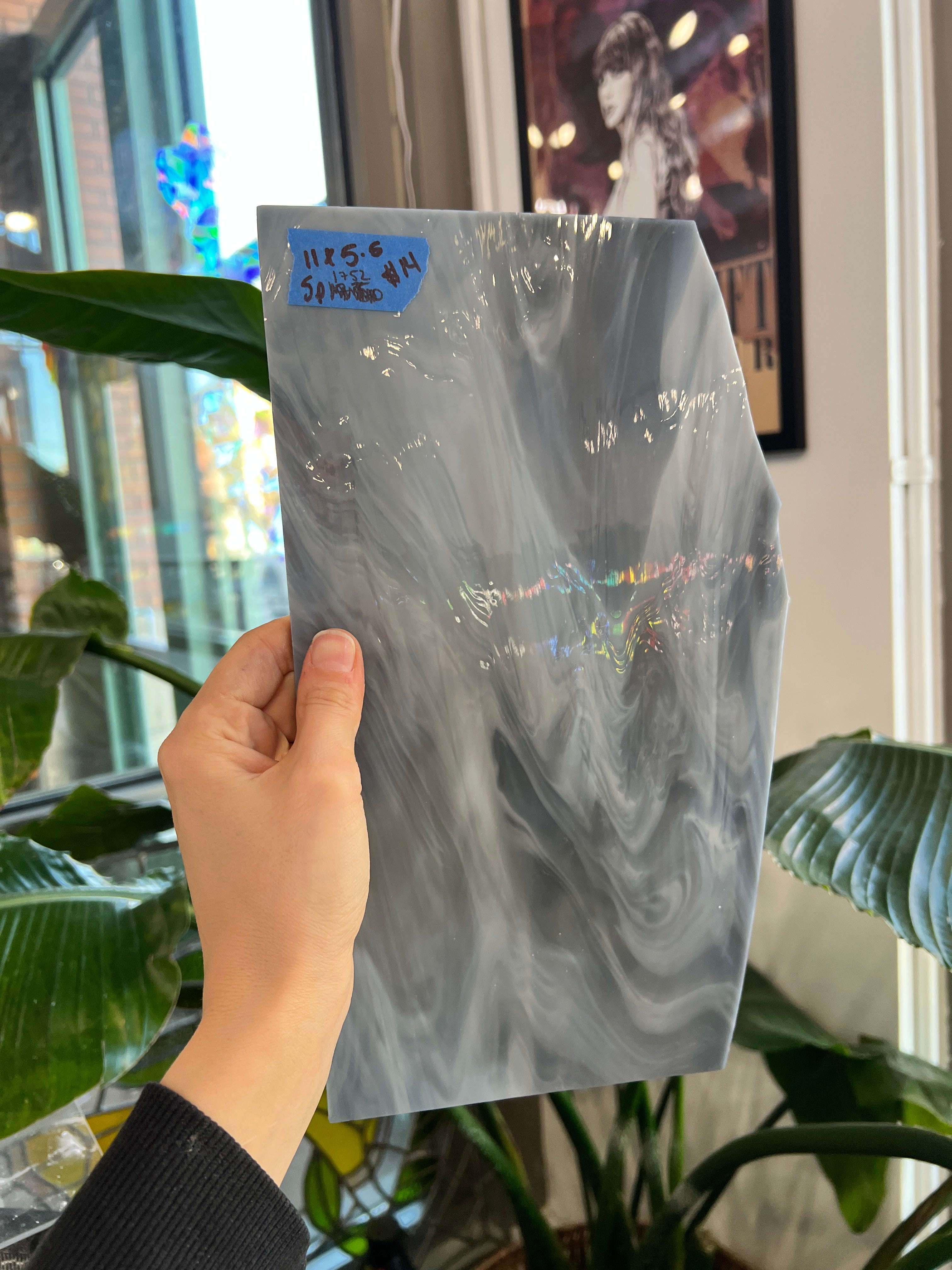 Gray Wispy Vintage Spectrum Sheet Glass Colorado Glass Works