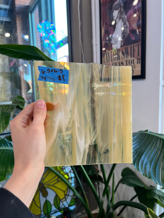 Light Amber & Clear Wispy Spectrum Sheet Glass Spectrum SP1756 (6.5x6.5in)