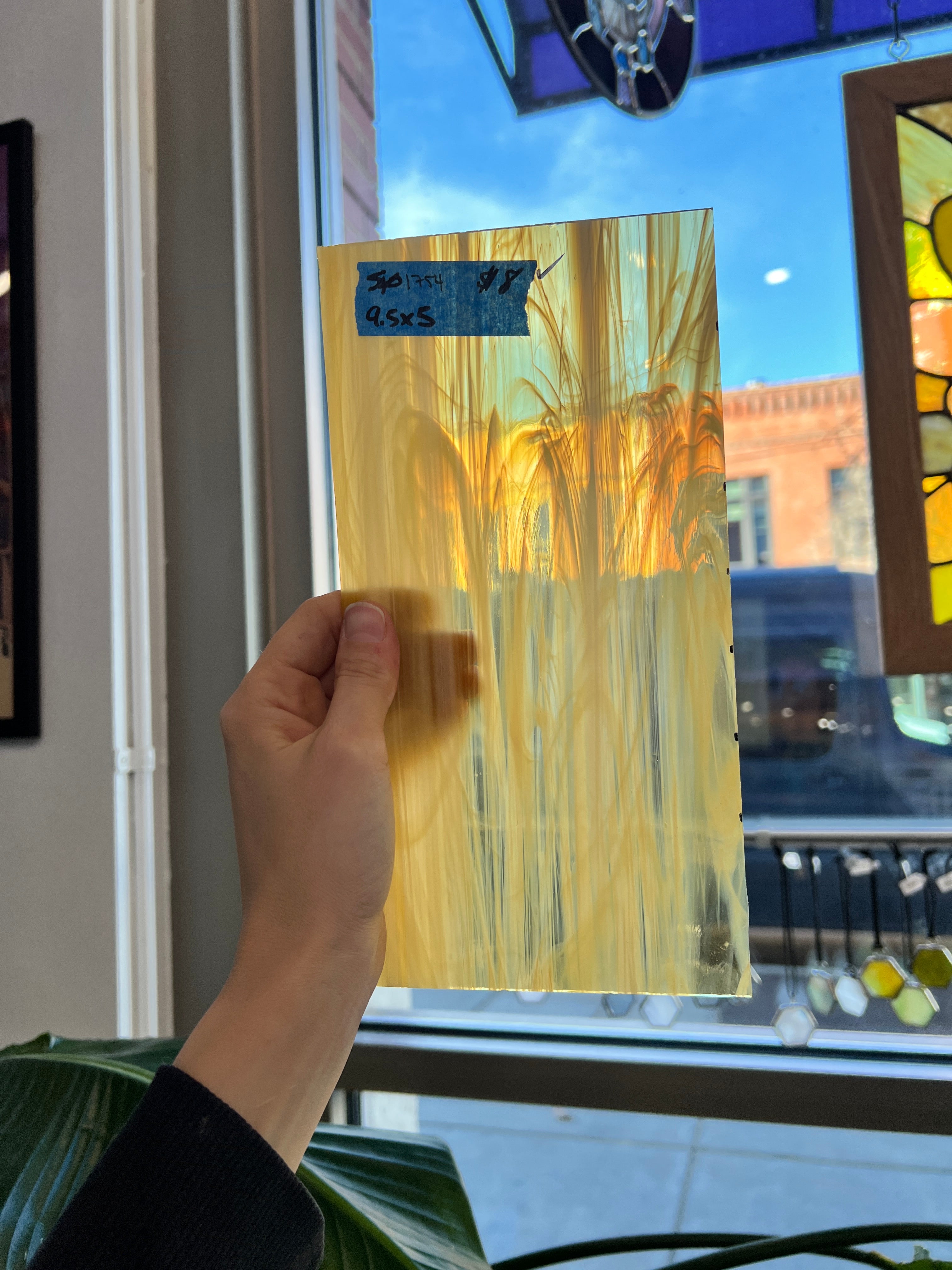 Light Amber & Clear Wispy Spectrum Sheet Glass Spectrum