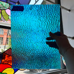 Iridescent Blue Tight Ripple Wissmach Sheet Glass Colorado Glass Works