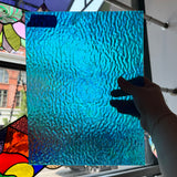 Iridescent Blue Tight Ripple Wissmach Sheet Glass Colorado Glass Works