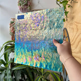Iridescent Blue Tight Ripple Wissmach Sheet Glass Colorado Glass Works