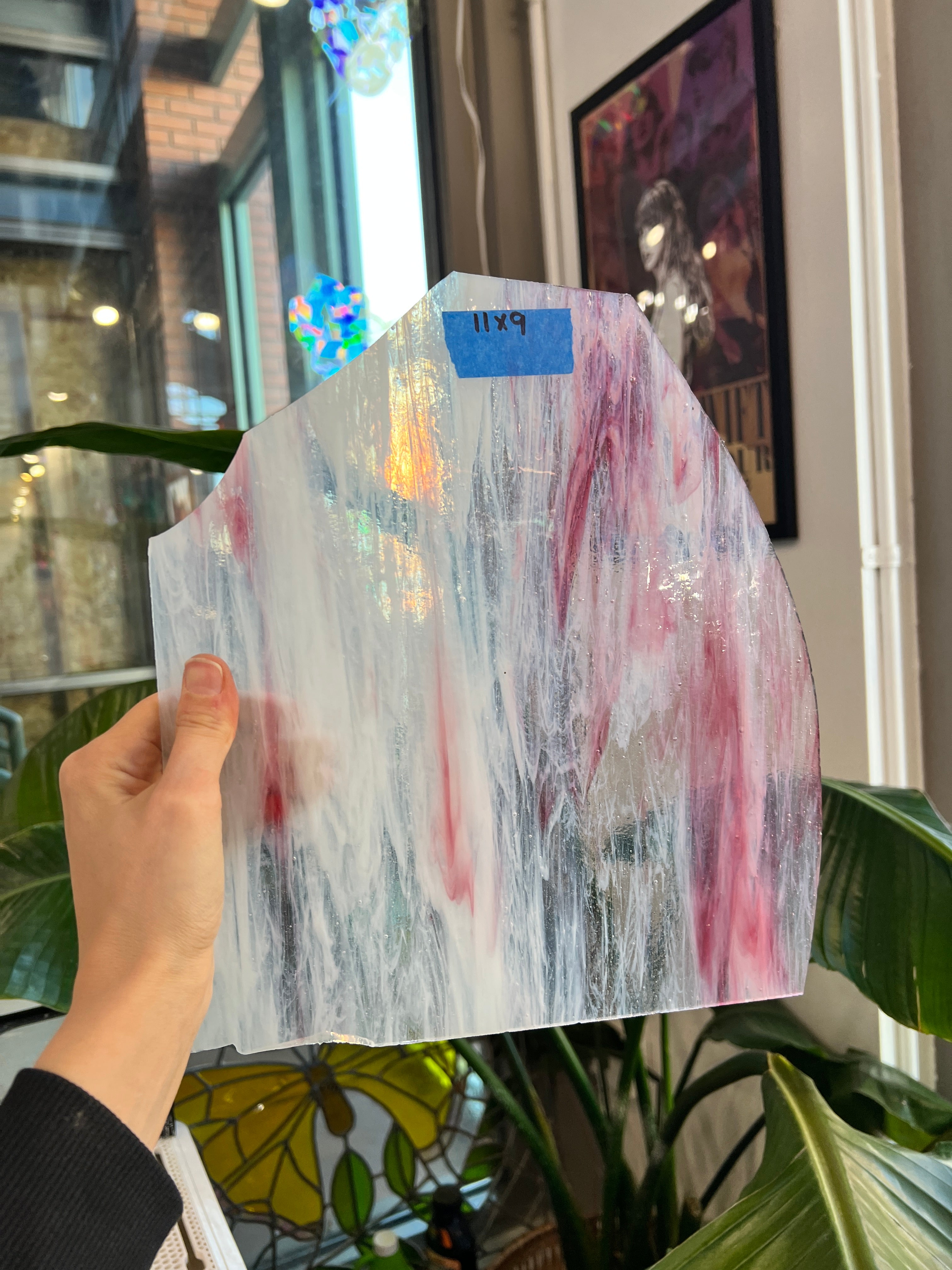 White Pink Wispy Clear Vintage Armstrong Colorado Glass Works