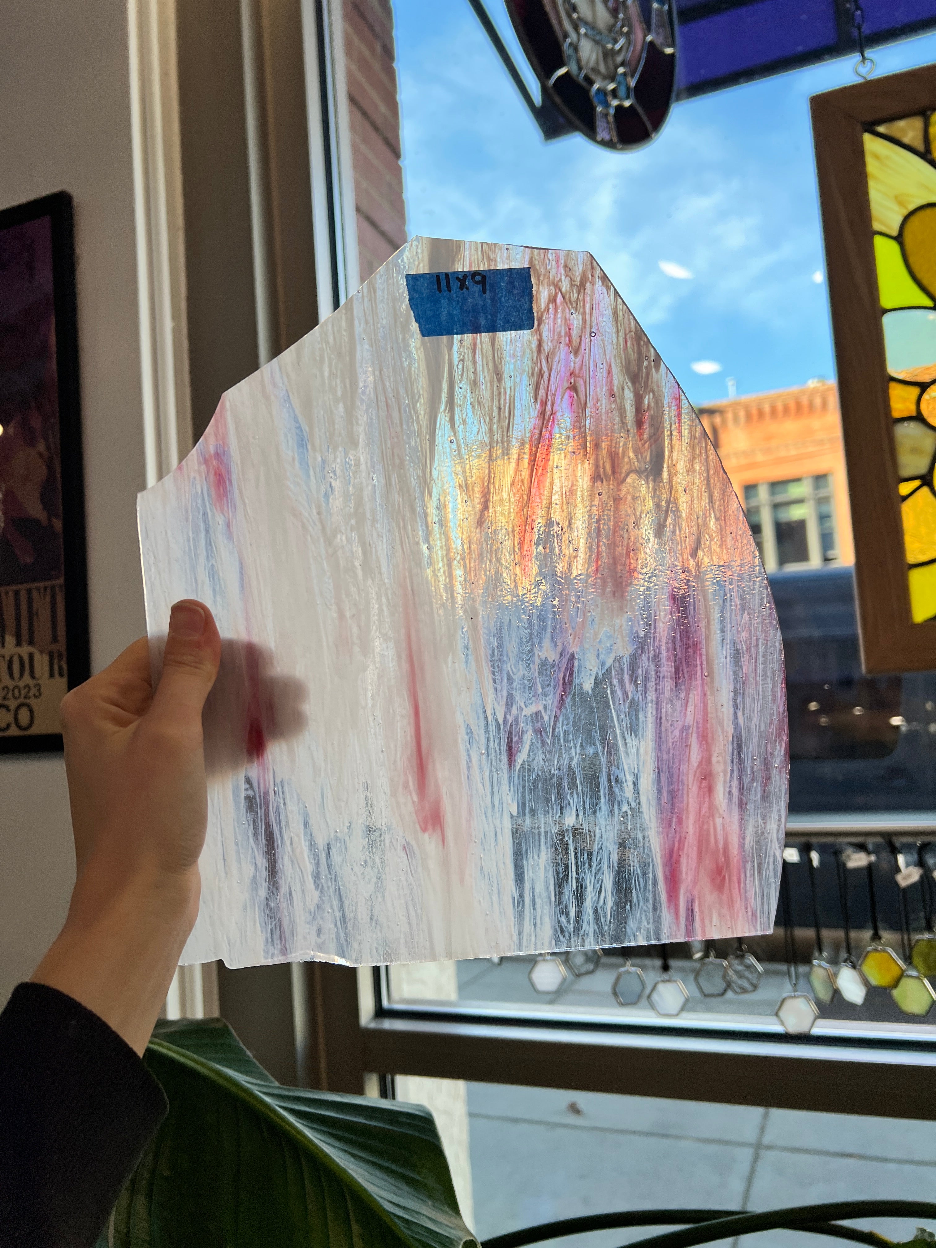 White Pink Wispy Clear Vintage Armstrong Colorado Glass Works