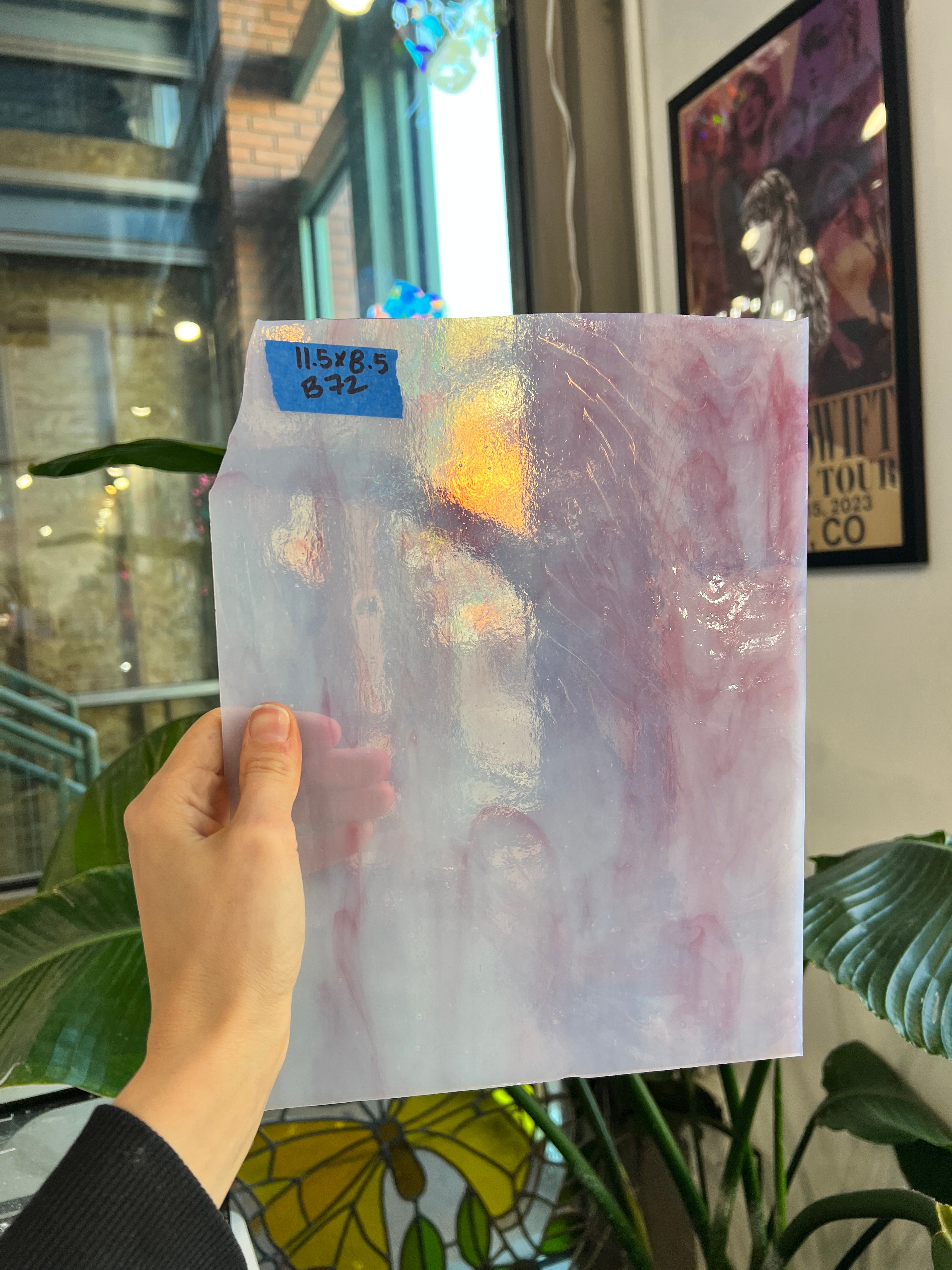 Pink White Milky Kokomo Sheet Glass Colorado Glassworks 11.5x8.5in (KO-05731373)