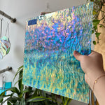 Iridescent Blue Tight Ripple Wissmach Sheet Glass Colorado Glass Works WM-BLUE-RIP-I (12x12in)