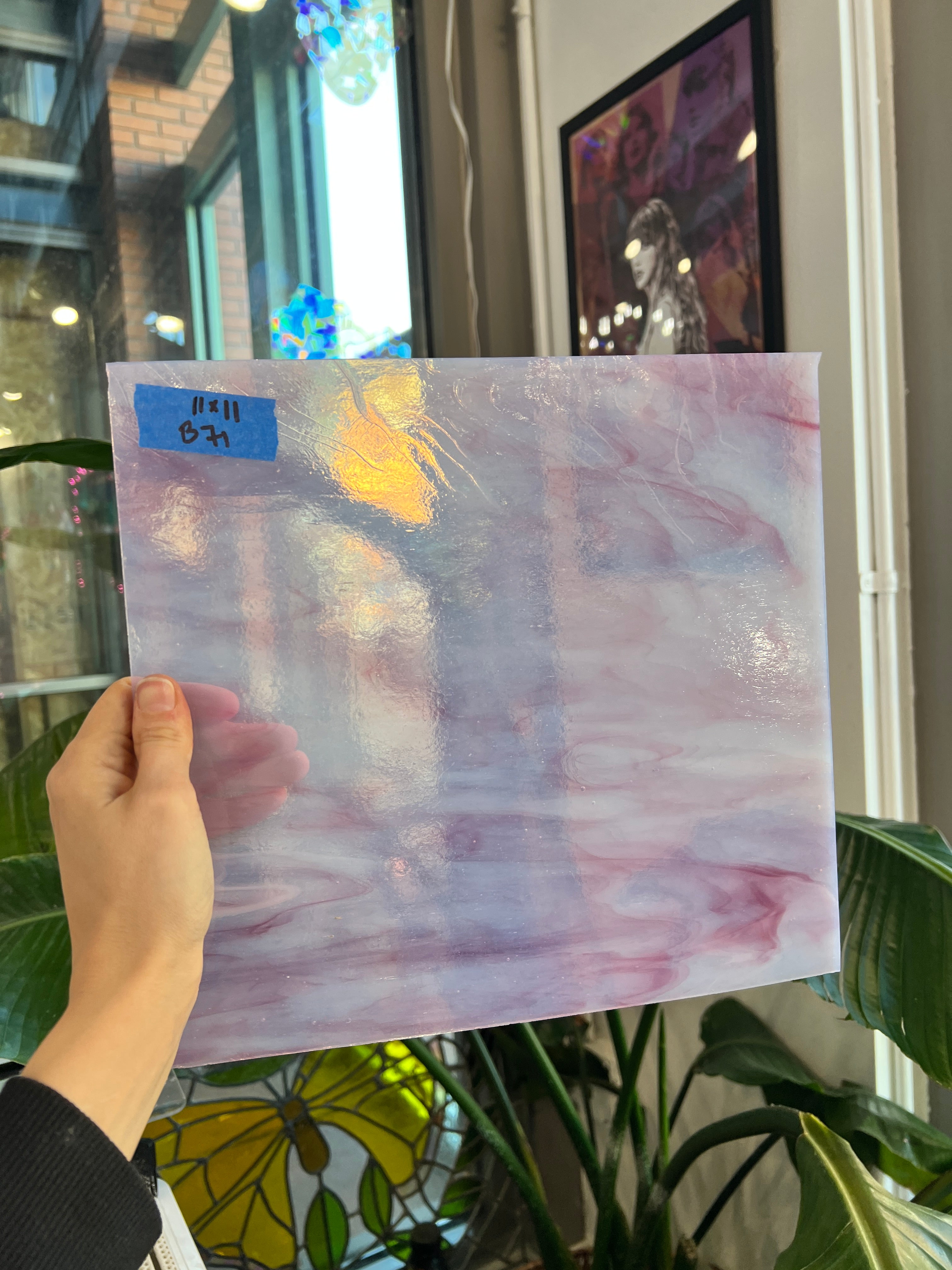 Pink White Milky Kokomo Sheet Glass Colorado Glassworks 11x11in (KO-05764141)