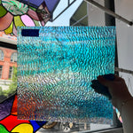 Iridescent Blue Tight Ripple Wissmach Sheet Glass Colorado Glass Works