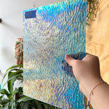 Iridescent Blue Tight Ripple Wissmach Sheet Glass Colorado Glass Works