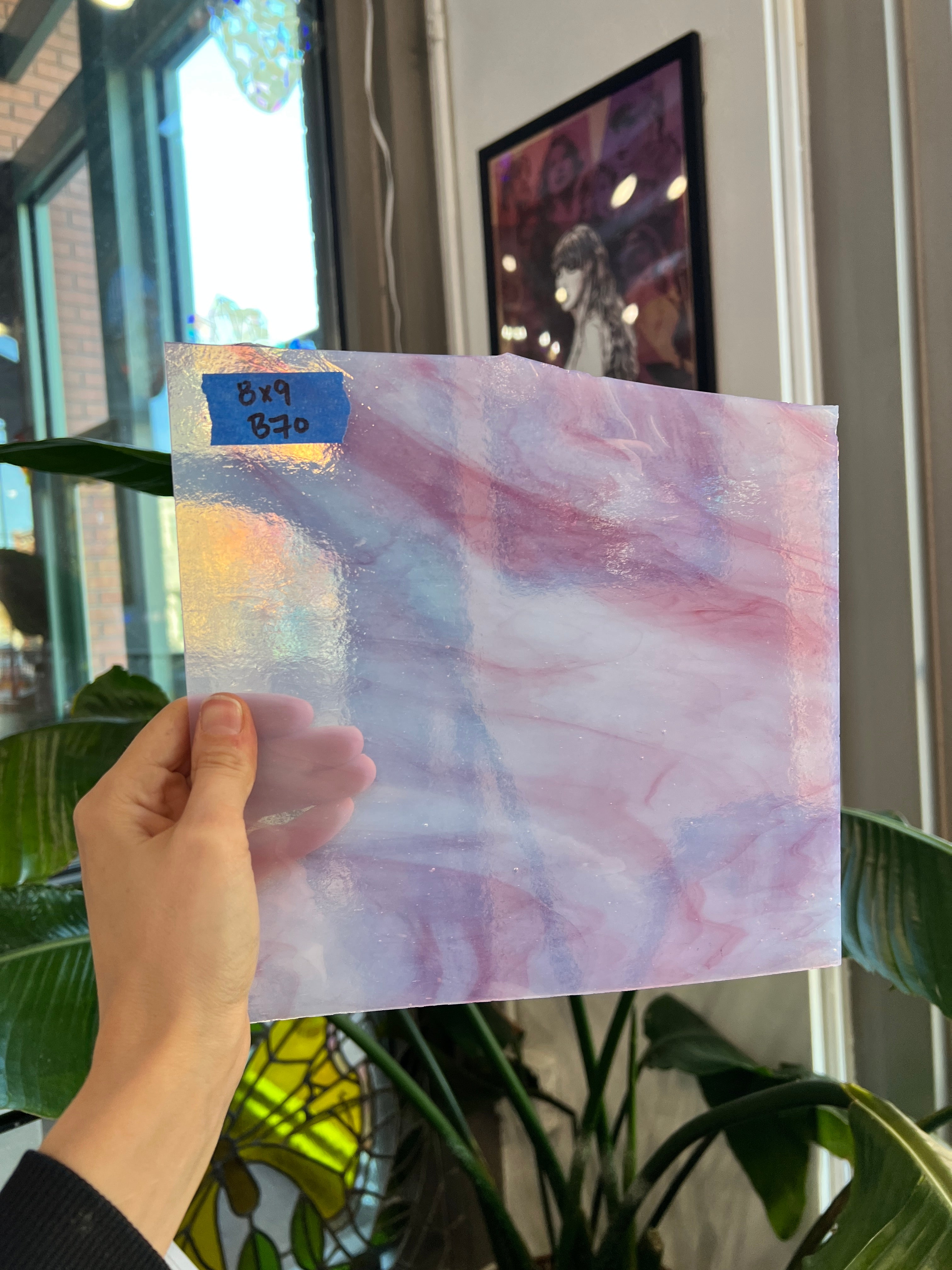 Pink White Milky Kokomo Sheet Glass Colorado Glassworks 8x9in (KO-05796909)