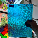 Iridescent Blue Tight Ripple Wissmach Sheet Glass Colorado Glass Works