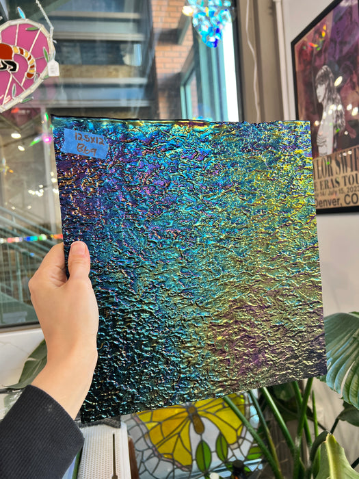 Black Iridescent Granite Vintage Uroboros Colorado Glass Works 12x12.5in (UR-71457069)