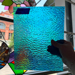 Iridescent Blue Tight Ripple Wissmach Sheet Glass Colorado Glass Works