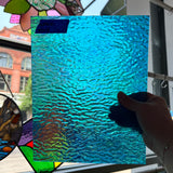 Iridescent Blue Tight Ripple Wissmach Sheet Glass Colorado Glass Works