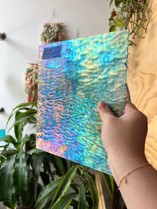 Iridescent Blue Tight Ripple Wissmach Sheet Glass Colorado Glass Works