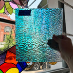 Iridescent Blue Tight Ripple Wissmach Sheet Glass Colorado Glass Works
