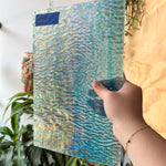 Iridescent Blue Tight Ripple Wissmach Sheet Glass Colorado Glass Works