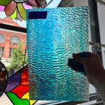 Iridescent Blue Tight Ripple Wissmach Sheet Glass Colorado Glass Works