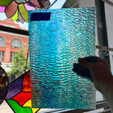 Iridescent Blue Tight Ripple Wissmach Sheet Glass Colorado Glass Works