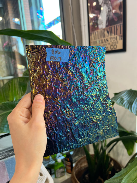 Black Iridescent Granite Vintage Uroboros Colorado Glass Works B67 (8x6in)