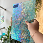 Iridescent Blue Tight Ripple Wissmach Sheet Glass Colorado Glass Works