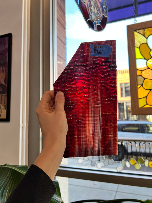 Vintage Red White Rippled Uroboros Sheet Glass Colorado Glassworks