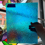 Iridescent Blue Tight Ripple Wissmach Sheet Glass Colorado Glass Works