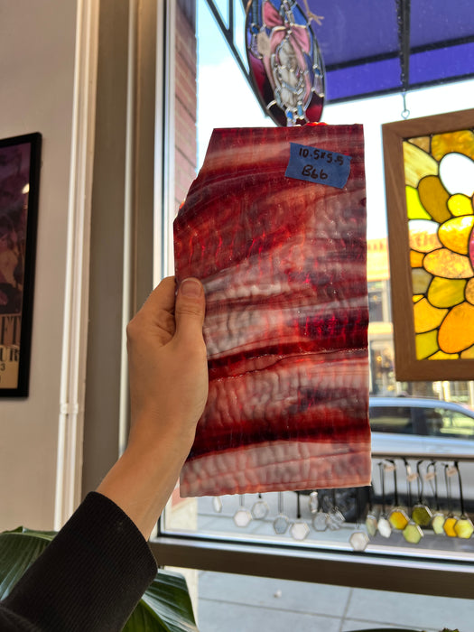 Vintage Red White Rippled Uroboros Sheet Glass Colorado Glassworks