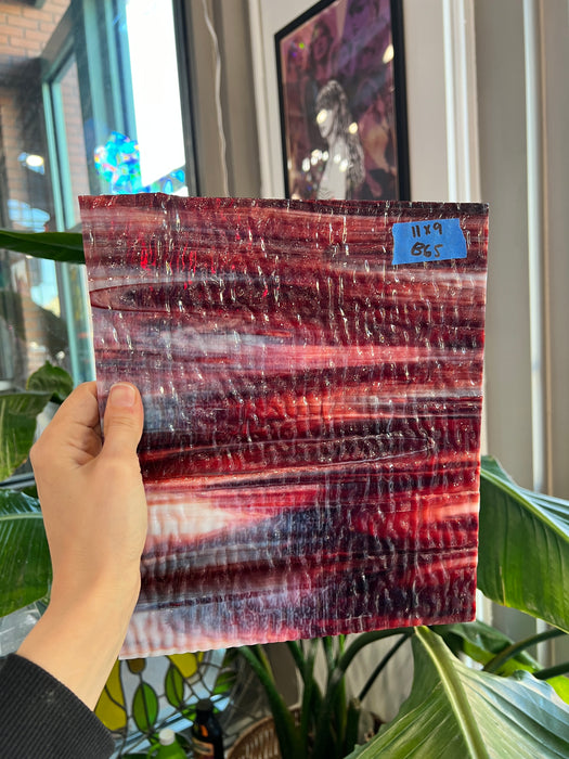 Vintage Red White Rippled Uroboros Sheet Glass Colorado Glassworks 11x9in (UR-93554733)