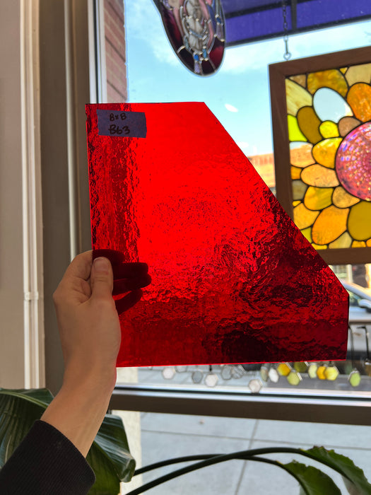 Transparent Red Vintage Bullseye Sheet Glass Colorado Glassworks