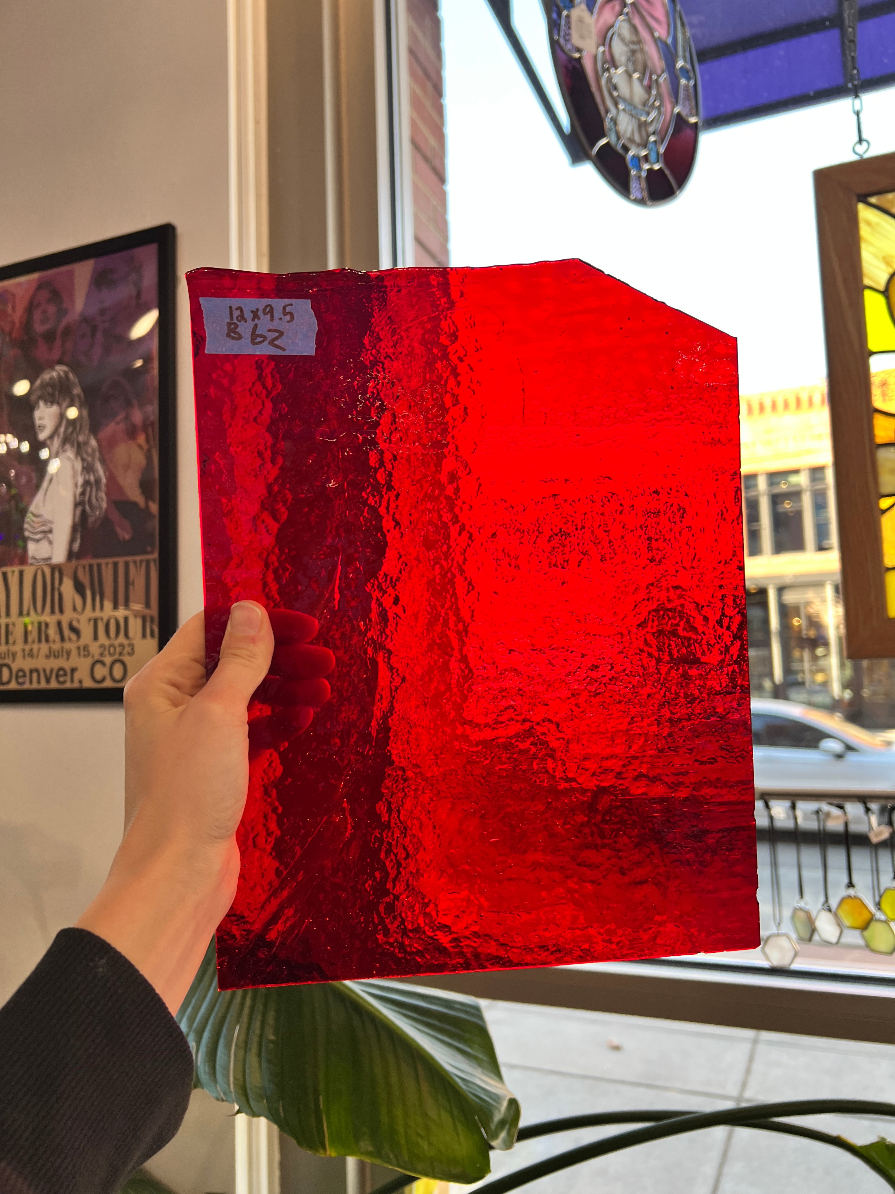 Transparent Red Vintage Bullseye Sheet Glass Colorado Glassworks