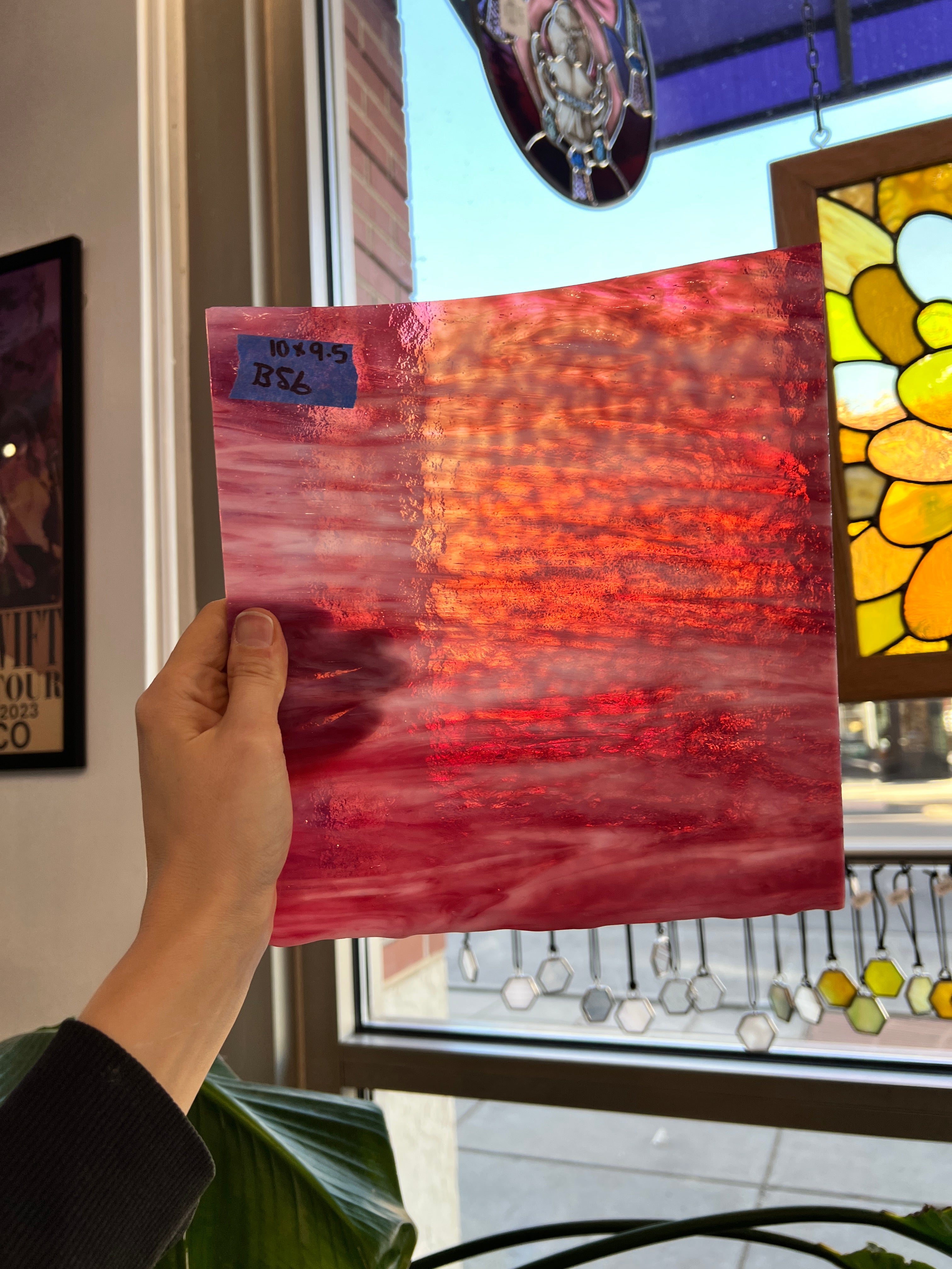 Pink White Wispy Vintage Bullseye Sheet Glass Colorado Glassworks