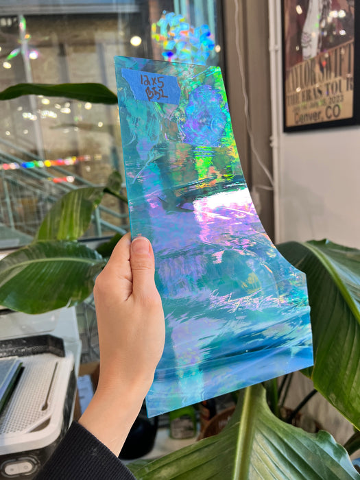 Blue Wispy Iridescent Vintage Spectrum Sheet Glass Colorado Glass Works 12x5in (SP-72767789)