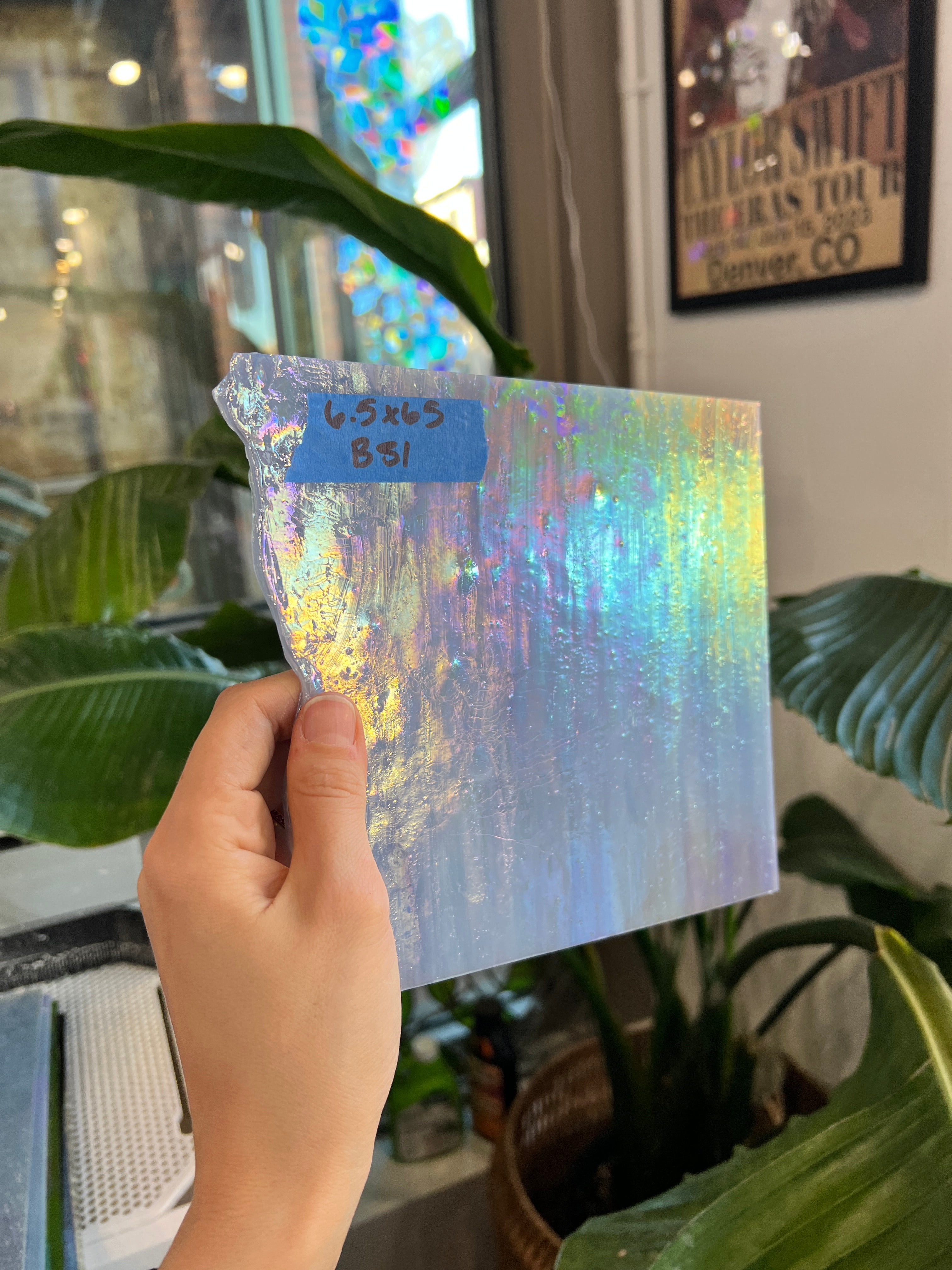 Purple Opaque Iridescent Choice Sheet Glass Colorado Glassworks B51 (6.5x6.5in)