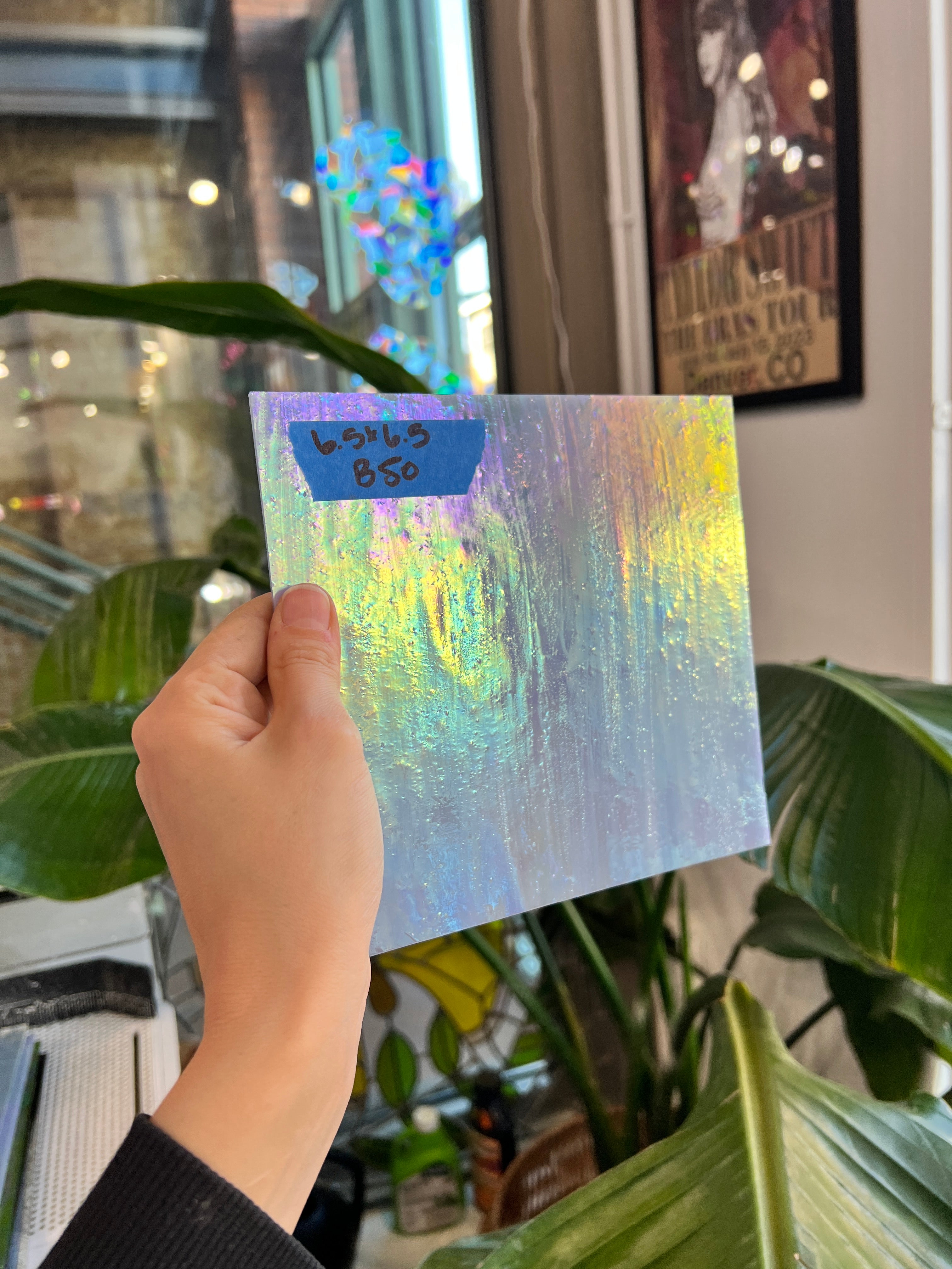 Purple Opaque Iridescent Choice Sheet Glass Colorado Glassworks B50 (6.5x6.5in)