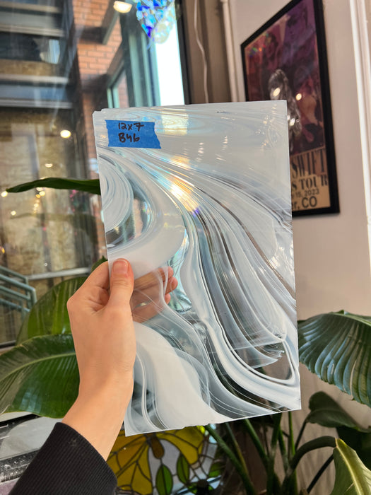 Vintage White Baroque Spectrum Sheet Glass Colorado Glassworks 12x7in (SP-87108141)