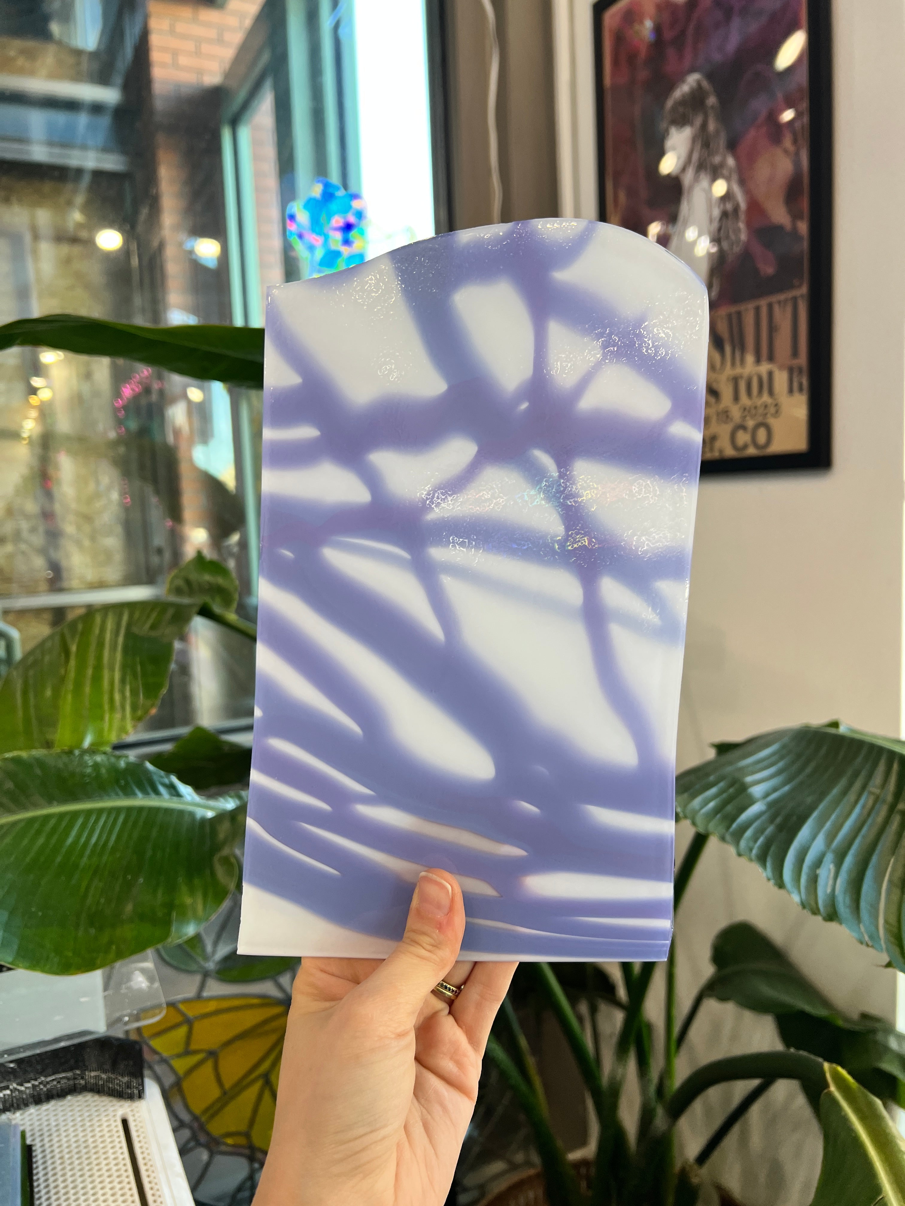 Purple and White Duro Mouth Blown Monarch X COGW Sheet Glass Colorado Glassworks