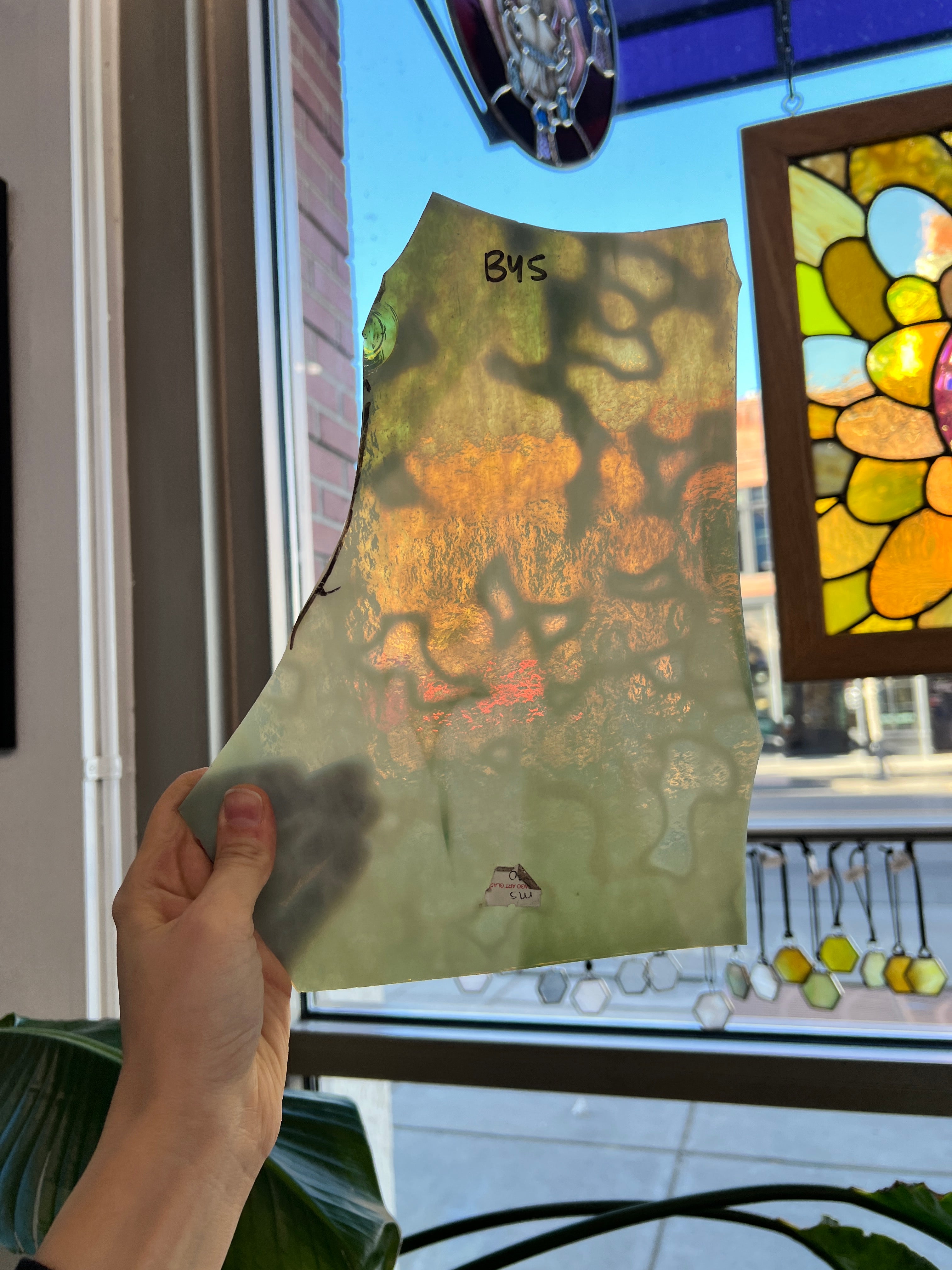 Green Vintage Mottled Chicago Art Glass Sheet Glass Colorado Glassworks