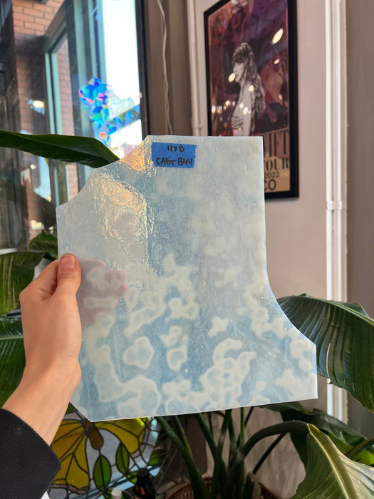 White Vintage Mottled Chicago Art Glass Sheet Glass Colorado Glassworks 11x8in (CAG-42166317)