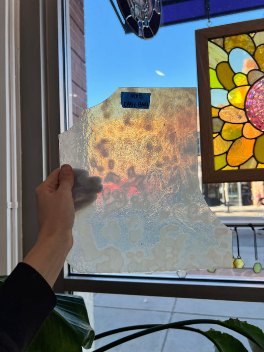 White Vintage Mottled Chicago Art Glass Sheet Glass Colorado Glassworks