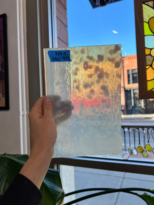 White Vintage Mottled Chicago Art Glass Sheet Glass Colorado Glassworks