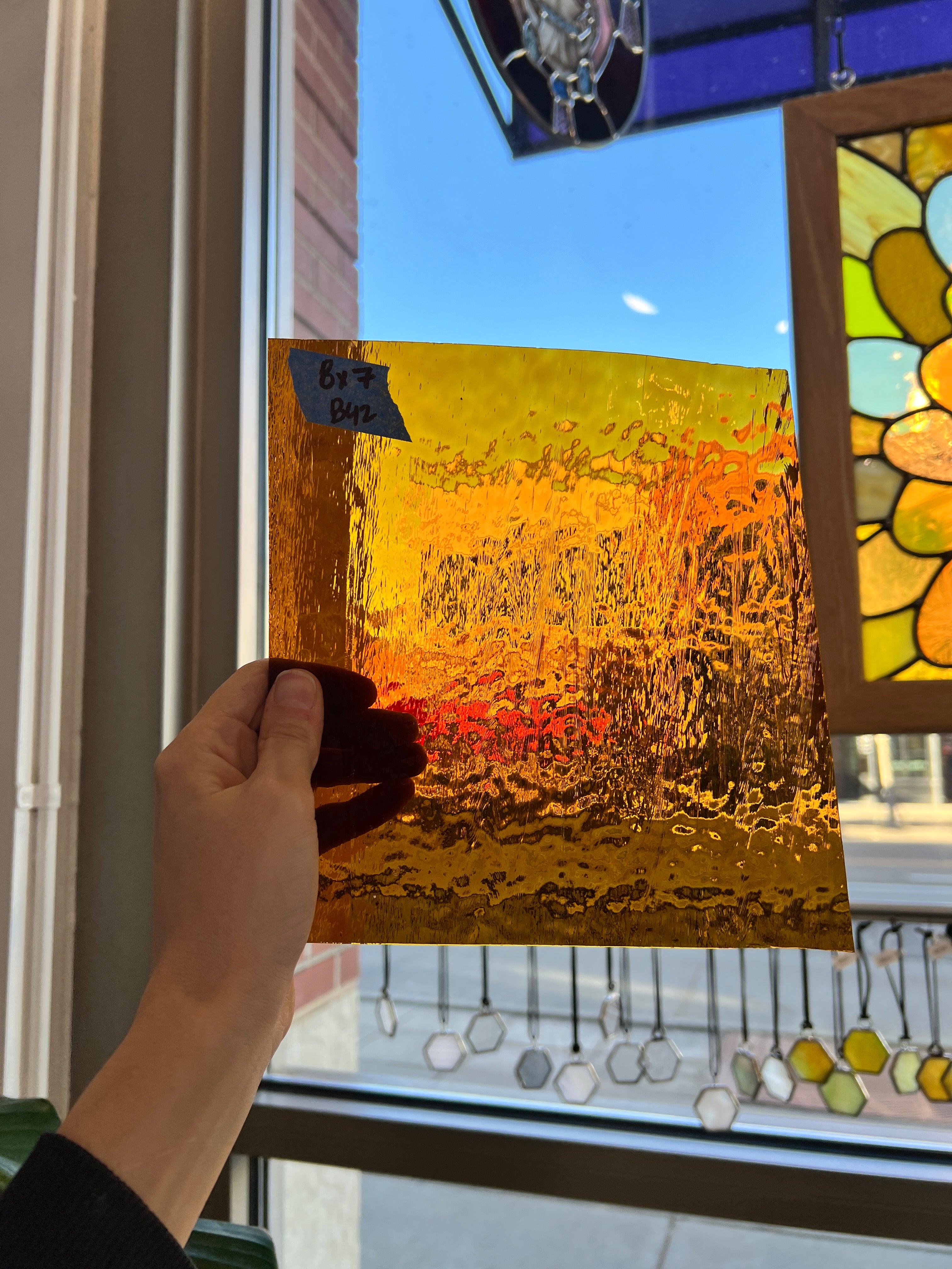 Amber Vintage Textured Optimum Sheet Glass Colorado Glassworks