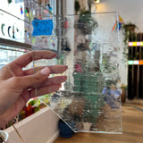 Clear Industrial Wispy Reemy Glass Sheet Glass Colorado Glassworks ID169 (5x4.5in)  